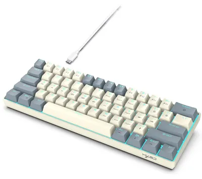 Produktbild von Mechanische Tastatur mit rotem Schalter, 61 Tasten, eisblaue LED, USB 2.0, Arm Core, Plug-and-Play fuer Gaming und Buero, kabelgebundene Computertastatur, ergonomisch