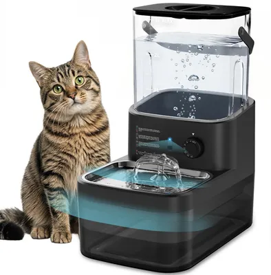 Produktbild von Trinkbrunnen für Katzen, 3L, Schwarz, 304 Edelstahl, BPA-Frei, 4000mAh Akku, Kabellos