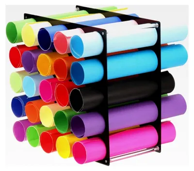 Produktbild von Vinylrollen Aufbewahrungsregal Set aus Acryl für bis zu 25 Löcher zur Organisation von Vinylrollen im Bastelraum, Geschenkpapier in Schwarz