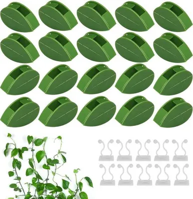 Image de Support pour plantes à pince - 60 pinces vertes et 10 pots blancs