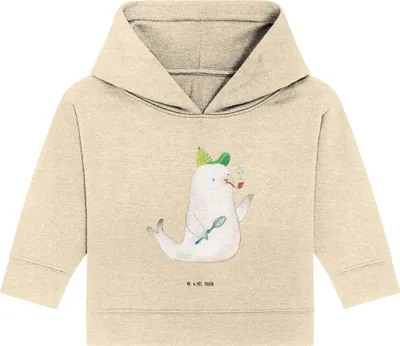 Produktbild von Mr. & Mrs. Panda Organic Baby Hoodie Robbe Sherlock 12. - 18. Monat - Natural Raw - Geschenk, Lustige Sprüche, Kapuzensweatshirt, Kapuzenshirt