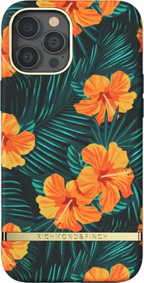 Productafbeelding van Richmond & Finch, beschermhoes voor iPhone 12 Pro Max, schokbestendig, met hibiscusmotieven, oranje