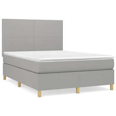 Produktbild von vidaXL Boxspringbett mit Matratze Hellgrau 140x200 cm Stoff