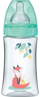 Image de Biberon anti-coliques, DODIE, 270 ml, tétine ronde, 0-6 mois, 3 débits, débit 2, vert