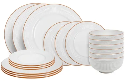 Zdjęcie produktu dla Zestaw naczyń Cookinglife Stratton, 18-częściowy / dla 6 osób – 6 talerzy obiadowych, 6 talerzy śniadaniowych i 6 miseczek