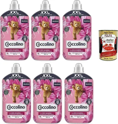 Produktbild von Coccolino XXL Ammorbidente Concentrato Sensazione Seta,Konzentrierter Weichspüler,76 Wäschen, 6x 1750ml + Italian Gourmet polpa 400g