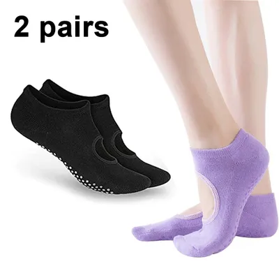 Produktbild von Paar / 4 Paar rutschfeste Tanzsocken mit Polsterung für Damen, ideal für Pilates, Barre und Zuhause