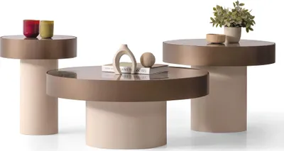 Image de Ensemble de tables de salon design Table basse élégante Tables d'appoint rondes