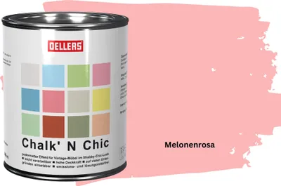 Produktbild von OELLERS Chalk 'N Chic Kreidefarbe Melonenrosa 1L matt – für Shabby-Chic-Look & Vintage-Stil auf Holz, Beton, Raufaser, Gipskarton uvm.