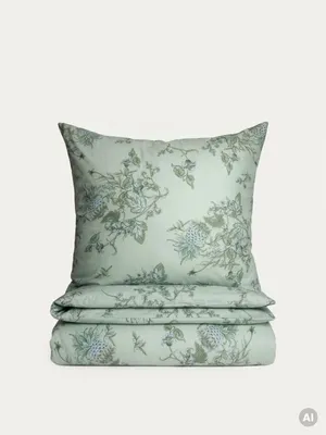 Produktbild von HOMLA Bettwäsche FLORAL PAISLEY aus Baumwolle mit blauen Blumen, 220 x 200 + 2 x 70 x 80 cm