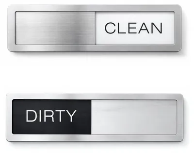 Magnet-Schild für Spülmaschine, sauber/vuile, Schiebeanzeiger, silber