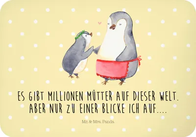 Produktbild von Mr. & Mrs. Panda magnet Pinguin mit Kind - Gelb Pastell - Geschenk, Mama, Mutti, Muttertag, Pinnwandmagnet, Vorbild, zettelhalter, whiteboardmagnet, holzmagnet, Familie