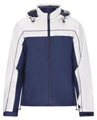 Produktbild von Herren Jacke Blau Größe L mit Kapuze, verstellbarem Kordelzug und elastischem Saum