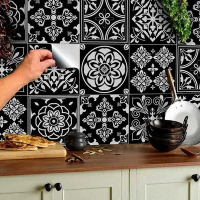 Obrázok produktu pre Čierne mozaikové nálepky 15 x 15 cm do kúpeľne a kuchyne