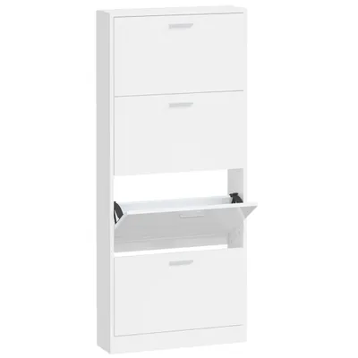 Produktbild von vidaXL Schuhschrank Hochglanz-Weiß 59x17x150 cm Holzwerkstoff