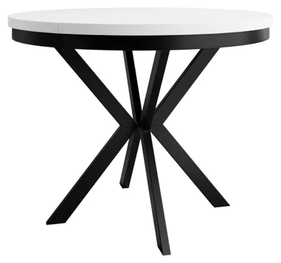 Produktbild von MIRJAN24 Tisch Edder 90, Esszimmer Tisch, Beine aus Stahl (Farbe: Schwarz / Arktisches Weiß)