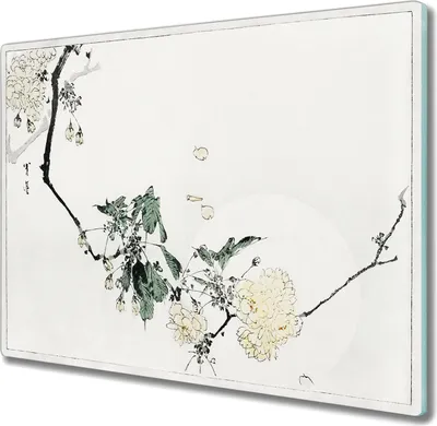 Produktbild von Coloray Hackbrett Küchenbrett Kochplattenabdeckung Schneidebrett Herdabdeckplatte 60x52 cm - Zweig Blätter Blumen
