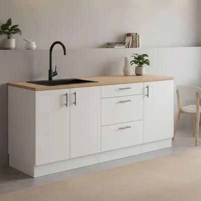 Immagine prodotto di Orlaya - Cucina, Bianco, 3 Cassetti, Elettrodomestici non inclusi,