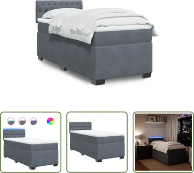 Produktbild von The Living Store Boxspringbett mit Matratze Dunkelgrau 80x200 cm Samt