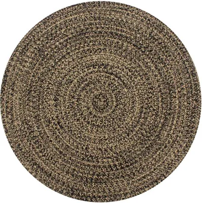 Image de Tapis fait à la main jute noir et naturel 150 cm