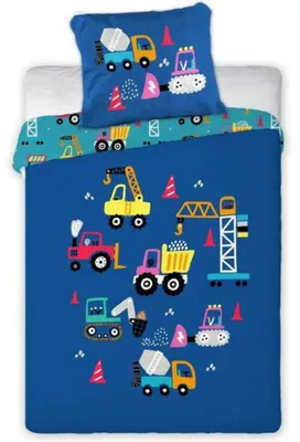 Produktbild von Baby-Bettwäsche "Auf der Baustelle"| 100×135 cm + 40×60 cm | 100 % Baumwolle | 2-teilig | mit Reißverschluss | atmungsaktiv & pflegeleicht