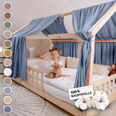Produktbild von Hausbett Himmel 2er-Set aus 100% Musselin - für Kinderbett