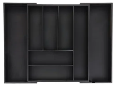 Besteckbox ausziehbar Bambus 6-8 Fächer 6,5x35-58x43,5 cm Schwarz