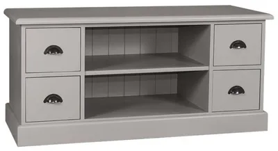 Zdjęcie produktu dla Komoda Casa Padrino w stylu rustykalnym, szara, wymiary: 129 x 50 x 60 cm - wykonana z litego drewna sosnowego i metalu