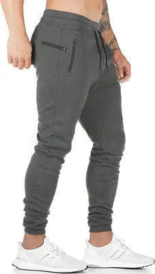 Image de ASKSA Pantalon de jogging pour hommes Pantalon de sport en coton Pantalon d'entraînement Fit Pantalon de loisirs avec poches, Gris, XL