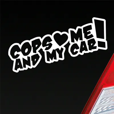 Produktbild von Auto Aufkleber Cops Love me and my Car! Racing Rennen Tuning 15x5 cm Weiss Matt Sticker Heckscheibenaufkleber