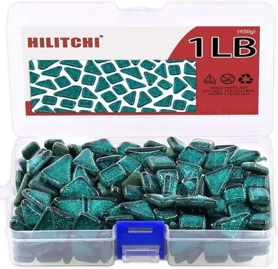 Produktbild von Famanu Mosaiksteine Gemischt Dunkelgrün - 200g Glasstücke