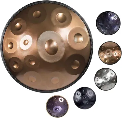 Produktbild von Handpan-Trommel in D-Moll mit 12 Noten, 440 Hz, Handpan-Ständer und zwei Handpan-Schlägeln – 22-Zoll-Handtrommelinstrument