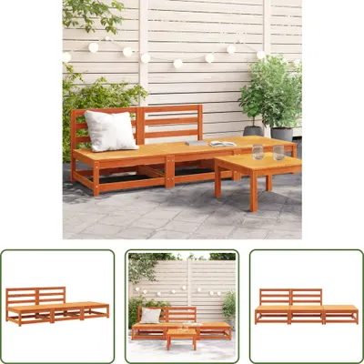 Produktbild von The Living Store Gartensofa ohne Armlehnen mit Fußhocker Wachsbraun Kiefernholz