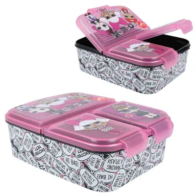 Produktbild von L.O.L.Brotdose Kinder Lunch Box mit 3 Fächern Vesperdose BPA frei 18x13x5,5 cm