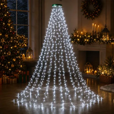 Weihnachtsbaum-Lichterkette 1,5 m, 200 LEDs kaltweiß, USB, Fernbedienung