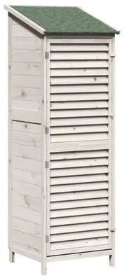 Image de Abri de jardin vidaXL blanc 59 x 56 x 176 cm en bois massif d'épicéa