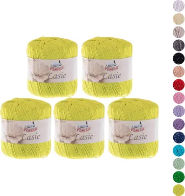 Produktbild von 5 Knäuel Häkelgarn Lasie á 150m/50g m. Glitzer Sommergarn Glitzerwolle 15 Farben