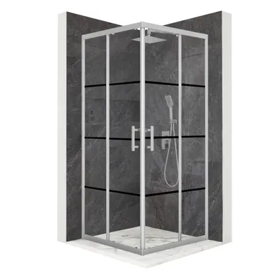 Produktbild von Duschkabine 90 x 90 cm, Schiebetür, Chrom, ESG-Glas 6 mm + Beschichtung