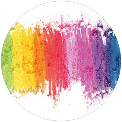 Produktbild von Wallario Premium Glasbild, freischwebende Optik, kräftige Farben, rund 50cm Durchmesser, Motiv Regenbogenstreifen auf weißem Hintergrund - Bunter Anstrich