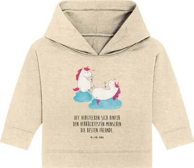 Produktbild von Mr. & Mrs. Panda Organic Baby Hoodie Einhorn Sekt 12. - 18. Monat - Natural Raw - Geschenk, Kapuzensweatshirt, Spaß, Party, Unicorn, Einhörner, Korken, Kapuzenshirt