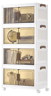 Image de Boîtes de rangement à 4 niveaux et 1 couvercle | Blanc | 55 x 31 x 111 cm