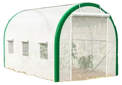 Image de Serre tunnel, 3,58 m x 2,1 m x 2,1 m, acier galvanisé, film résistant à la déchirure, protection UV, protection contre les insectes
