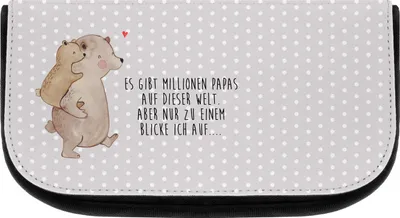 Produktbild von Mr. & Mrs. Panda kulturtäschchen Papa Bär - Grau Pastell - Geschenk, schmink organizer, Vatertag, kosmetiktäschchen, Necessaire, Kosmetiktasche, Kulturtasche, Geburtstag