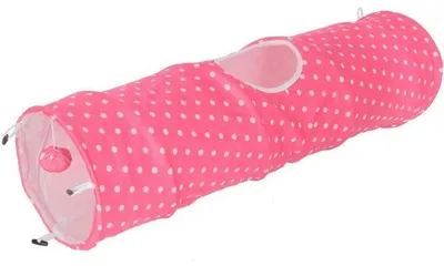 Image de Tunnel pour chat - KERBL - Puntino - Rose/blanc - L. 100 cm × Ø 25 cm
