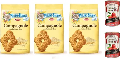 Produktbild von 3x Mulino Bianco Kekse Campagnole 700g biscuits cookies italien + Italian Gourmet 100% italienische geschälte Tomaten dosen 2x 400g