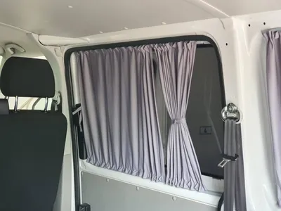 Produktbild von Maß Gardinen Set blickdicht für VW T5 T6 T6.1 Transporter kurz mit Heckklappe (BO-715)