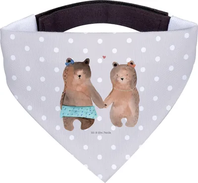 Produktbild von Mr. & Mrs. Panda Halstuch Für Hunde Bär Freundin - Grau Pastell - Geschenk, Beste Freund Liebe Liebesbeweis Verliebt Kumpel Kumpeliene, Hunde-Halstuch, Teddy, Hundetuch