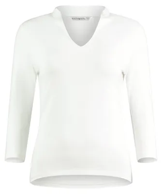 Productafbeelding van Kustom Kit - Top met opstaande kraag voor dames, 3/4 mouwen, model FK2413 (3XL-4XL) (wit)