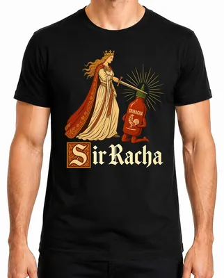 Obrázek produktu pro Pánské tričko "Sir Racha Scharfe Sauce Ritter Mittelalter", černé barvy, velikost XXL