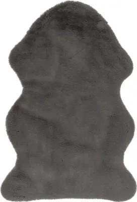 Produktbild von COSY Teppich aus Kunstfell, grau, ca. 60x90 cm, Soft Touch, Anti-Rutsch, 25mm Hochflor